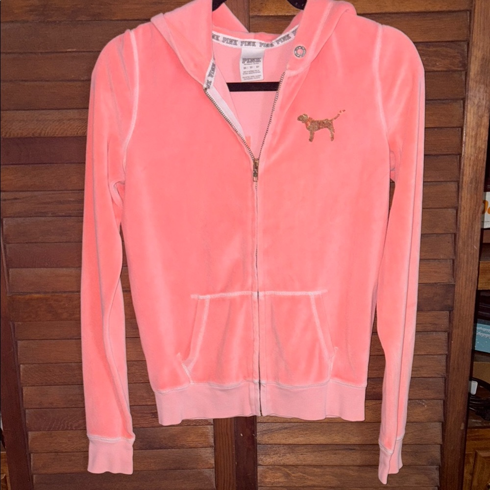 Victoria's Secret Pink Velour Hoodie with Sequins